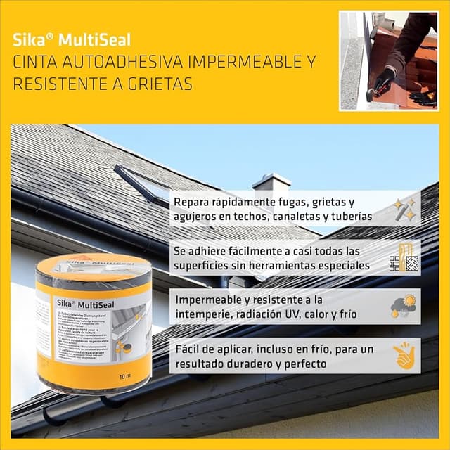 Detalle de SIKA Multiseal 10 m x 150 mm para reparación de cubiertas 🏠