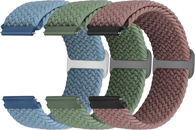Detalle de Yunshare geflochtenes elastisches Uhrenarmband mit Schnellverschluss (Nylon) – 18/19/20/22/24 mm, 3 Stück