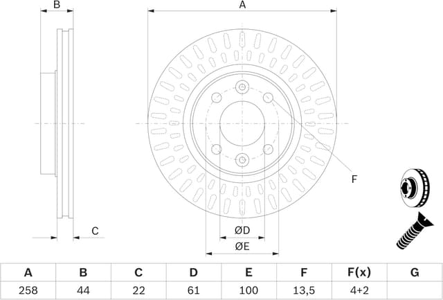 Thumbnail 1 de Bosch BD2146 dischi freno 258 mm