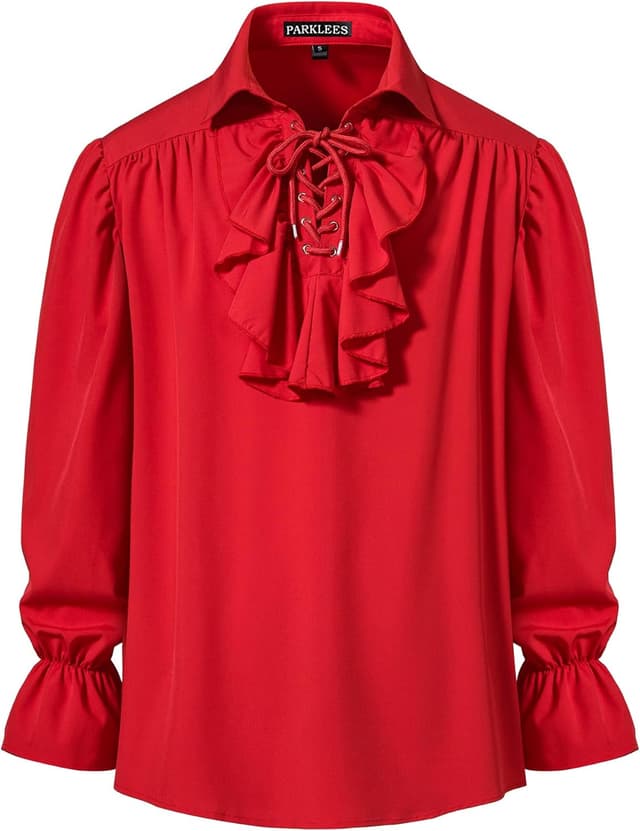 Thumbnail 6 de PARKLEES Men’s Renaissance Pirate Ruffled Shirt with Jabot Collar