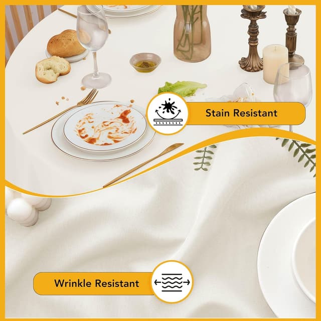 Detalle de Dailyset 6-Pack Ivory Round Tablecloths (120 Inches) for 5–6 Ft Round Tables