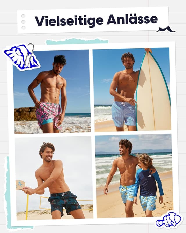 Detalle de MaaMgic Herren Badehose 2-in-1 mit Kompression und Innenhose (ca. 14 cm Innenlänge), schnelltrocknend