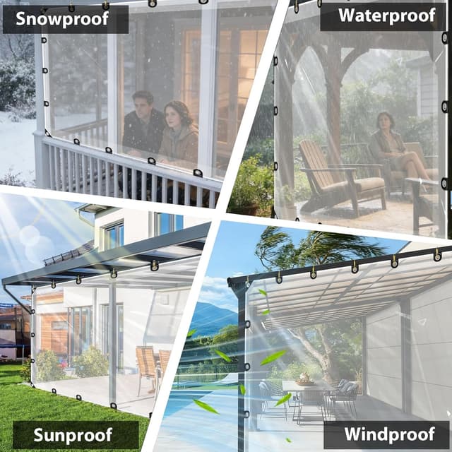 Thumbnail 6 de LC&QS Clear Tarps Heavy Duty Waterproof 8x10ft Transparent Tarp with Grommets (Windproof Rope)