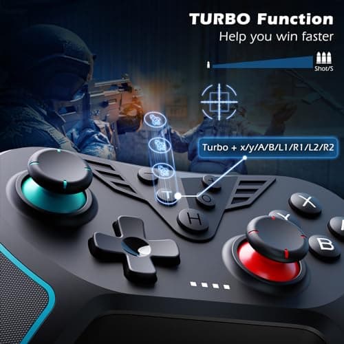 Detalle de LATEC Mando inalámbrico para Switch / Switch 2 con Hall, giroscopio 6 ejes, vibración ajustable y turbo