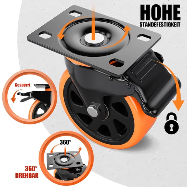 Detalle 2 de Ruote per mobili 75 mm con freni, 360°