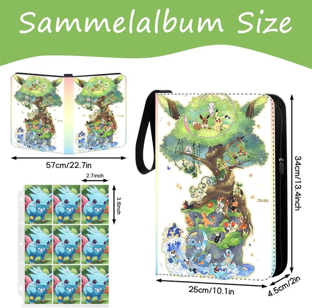 Detalle de Sammelalbum Groß für Karten – 50 Seiten, Kapazität für 900 Karten, wasserfester 9-Pocket-Ordner