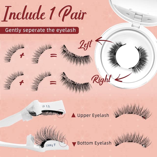 Detalle de Higu clace Magnetic Eyelashes (A06) with Applicator — Soft Magnetic Lashes for a Natural Look
