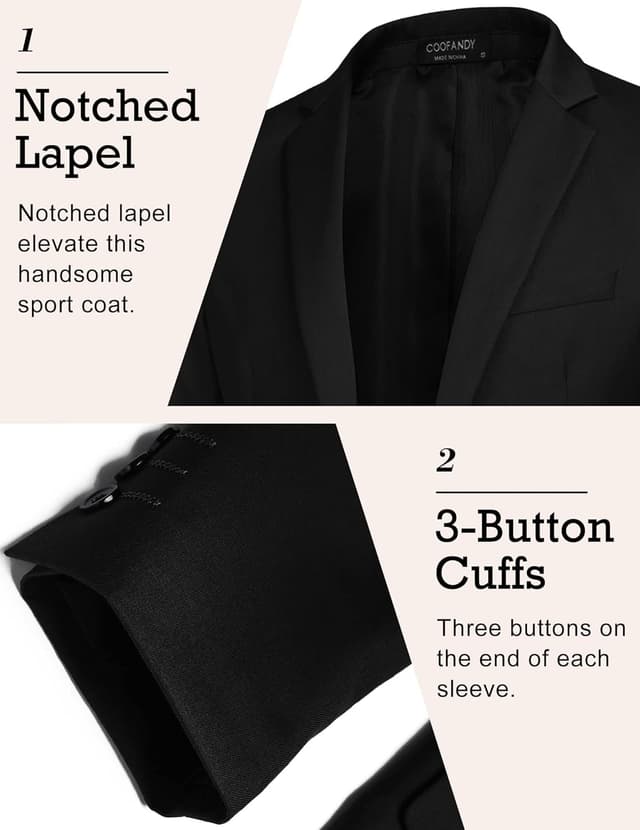 Thumbnail 3 de COOFANDY Mens Sport Coat Casual Blazer One-Button Jacket