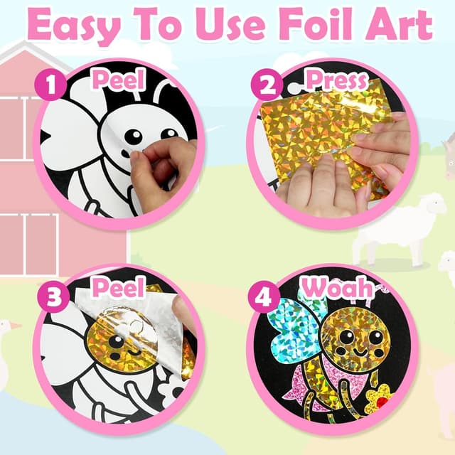 Detalle 2 de LIKYMO Foil Art for Kids (Insects) – mess-free foil craft book for ages 4–9