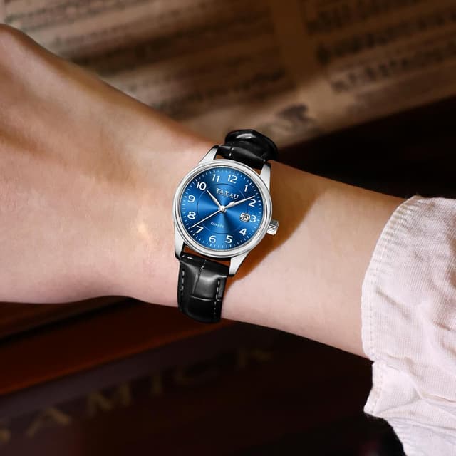 Thumbnail 2 de Taxau Damenuhr mit Lederarmband, analoges Quarzwerk & Datumsanzeige (28 mm, 3 Bar)