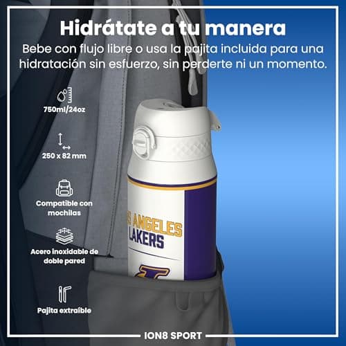 Detalle 2 de ion8 NBA Los Angeles Lakers Botella térmica 750 ml 🥤