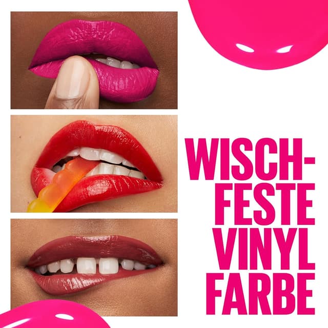 Detalle 2 de Maybelline New York Super Stay Vinyl Ink Flüssiger Lippenstift 16H Halt & Glanz – Nuance 145 Rogue (4,2 ml)