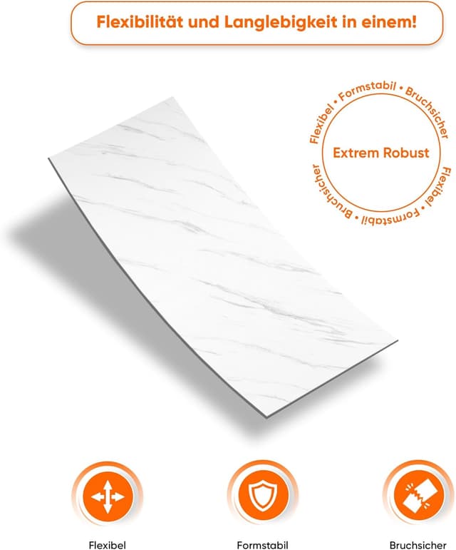 Detalle 2 de IZODEKOR Wandpaneele Marmoroptik 60x120 cm – PVC Küchenrückwand & Spritzschutz in Ice Berg Grey