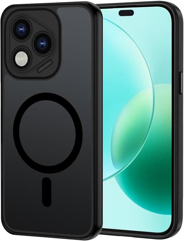 Detalle de XTCASE Coque magnétique MagSafe pour Honor 400 Lite 5G – dos mat translucide et bumper TPU antichoc (noir)