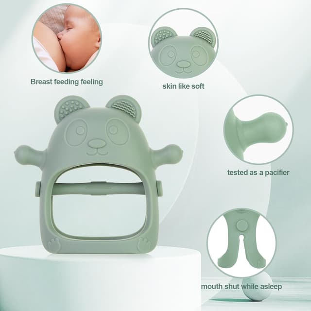 Detalle de Eascrozn 3-Pack Baby Teething Toys (3 Months+) Silicone Teething Mittens