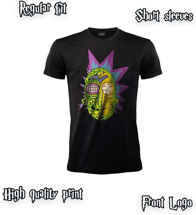 Detalle 1 de Fashion UK T-Shirt Rick And Morty Maglietta Mutant Rick nera unisex adulto e ragazzo