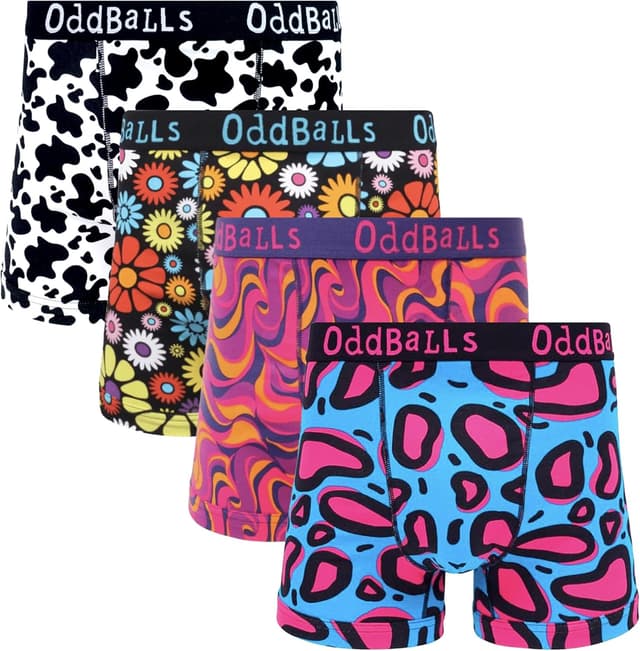 Detalle de OddBalls Men’s Boxers 4 Pack – Patterned Cotton Boxer Briefs