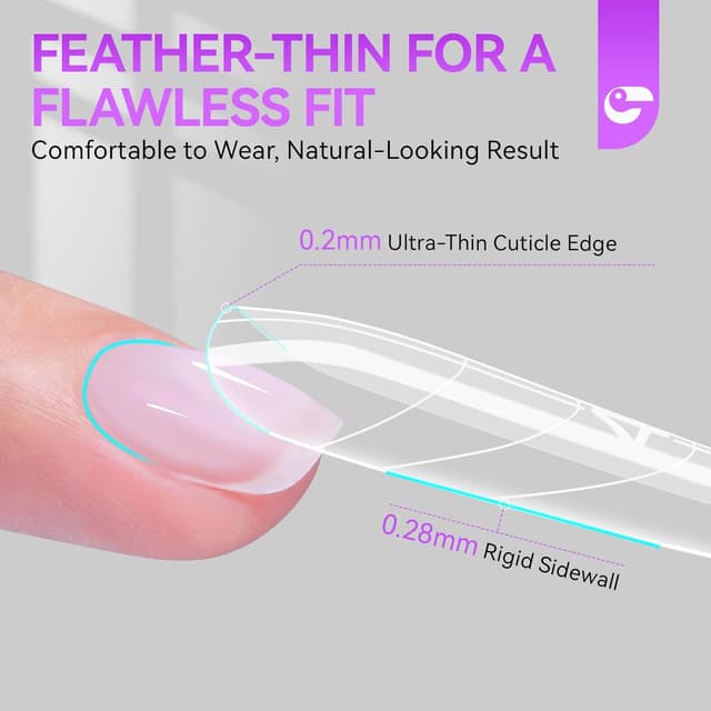 Detalle de gelike ec Professional Dual Nail Forms für Builder-Gel – 240 Sandwich-Nagelformen in 15 Größen (Ballerina)