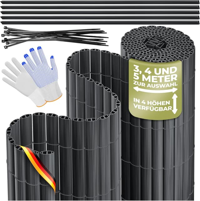 Detalle de KESSER® PVC Sichtschutzmatte für Balkon & Terrasse (100x500 cm) in Anthrazit