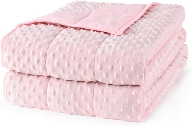Detalle de Mr. Sandman Queen Weighted Blanket (60 x 80in, 15 lbs) – Minky Dots Heavy Throw for Adults, Pink