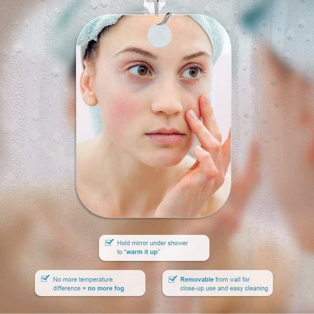 Detalle 2 de APHUIME Deluxe Large Fogless Shower Mirror (7.48 in x 11 in) — anti-fog, wall-hanging fog-free shaving mirror