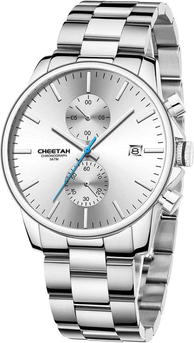 Detalle de Affute Orologi da uomo in acciaio inox e metallo con cronografo al quarzo e impermeabilità 3 ATM