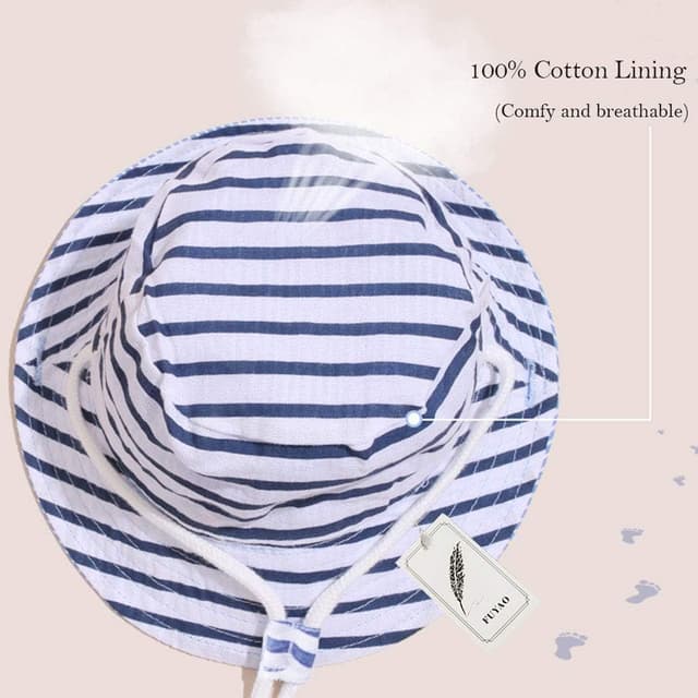 Detalle de FUYAO Kids Cotton Bucket Hat with Dinosaur Embroidery, Adjustable Chin Strap & Wide Brim Sun Protection