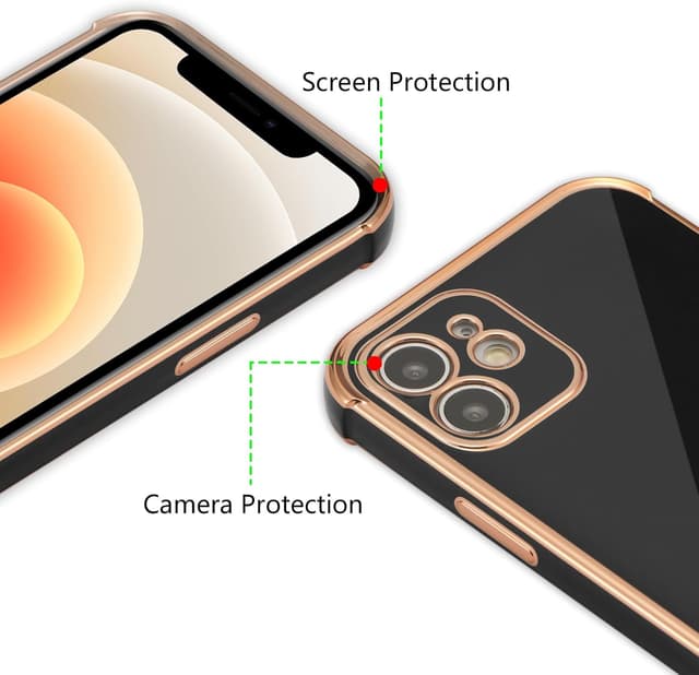 Detalle 2 de ZTOFERA Designed for iPhone 12 6.1-inch Case with Love-Heart Plating Edge