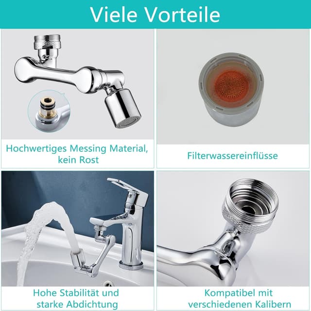 Detalle 2 de Drehbarer Wasserhahn Aufsatz 1080° đ°