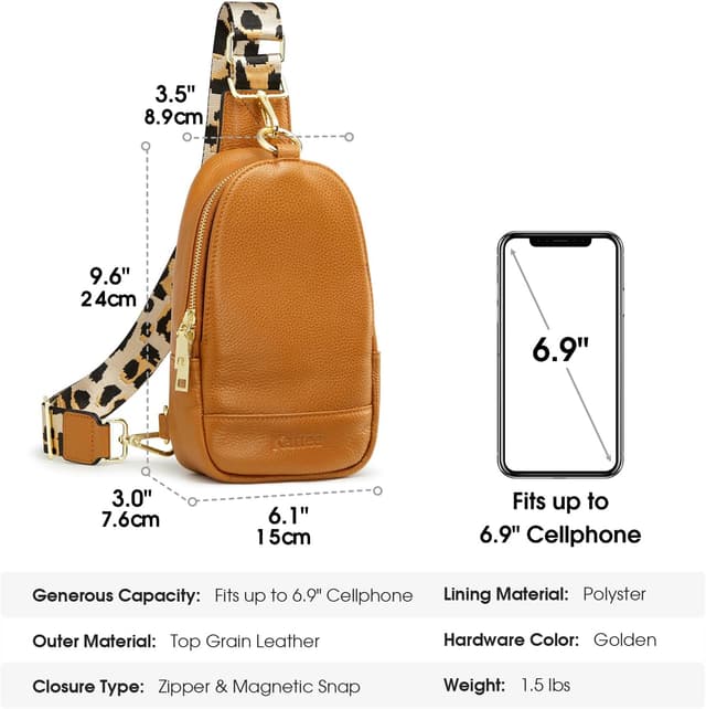 Detalle de Kattee borsa a tracolla da donna in vera pelle da viaggio con blocco RFID