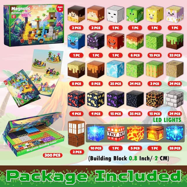 Thumbnail 1 de Magnetic Blocks Dark Light 300pcs building set
