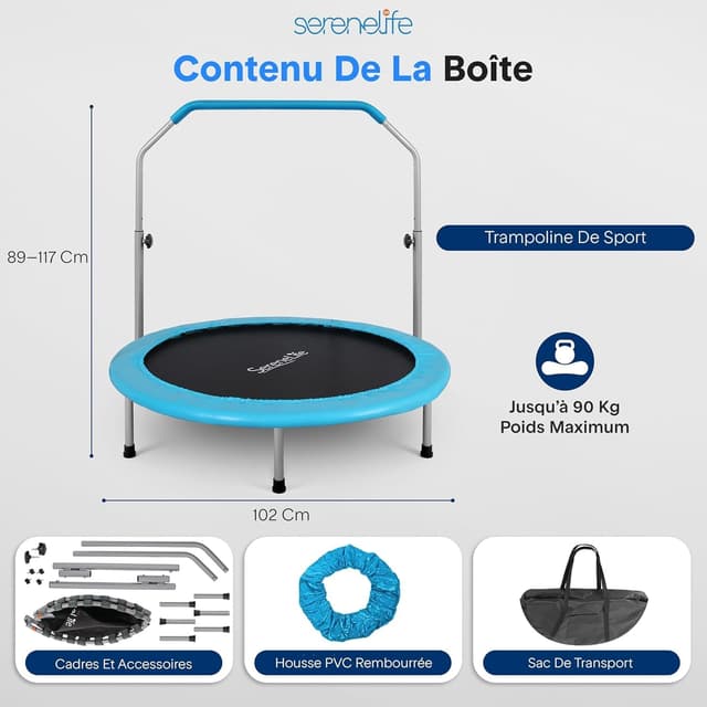 Thumbnail 6 de SereneLife Trampoline Pliable 101,6 cm Rebondisseur 🏋
