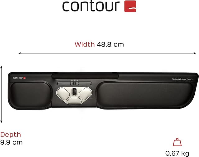 Detalle 2 de Contour RollerMouse Pro3 mouse ergonomico RSI con poggiapolsi in memory foam, velocità regolabile e 5 pulsanti programmabili