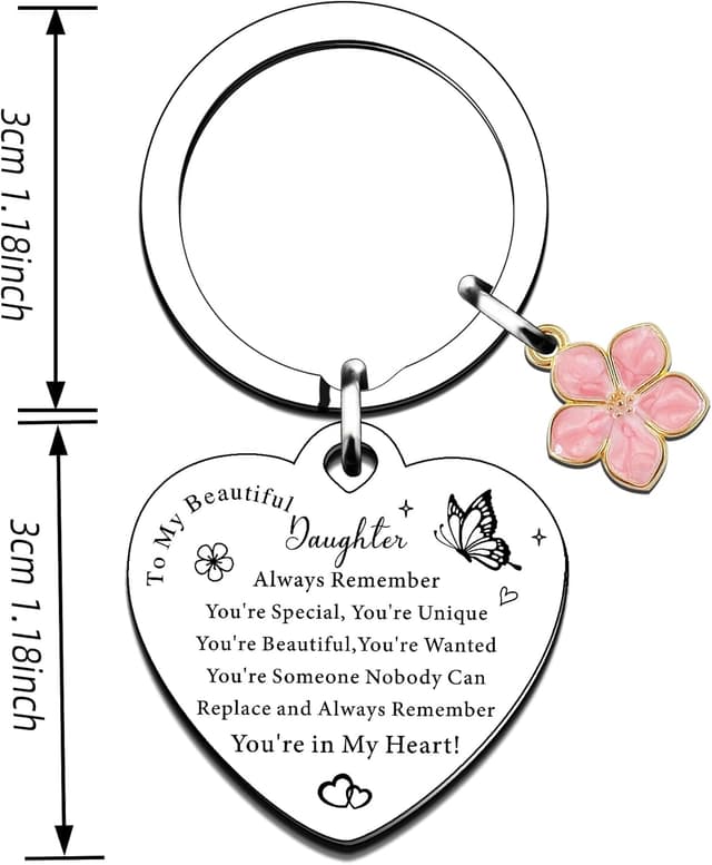Detalle 2 de QMVMV Inspirational Keyring for Daughter – Engraved “Always remember…” Gift from Mum or Dad