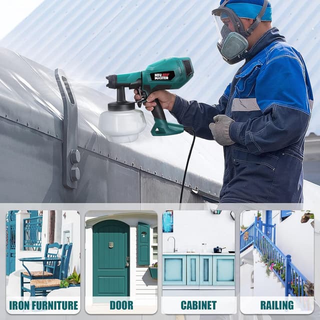 Detalle de NEU MASTER Upgraded Paint Sprayer (500W, 1200ml) HVLP Electric Spray Gun for fences, cabinets & walls