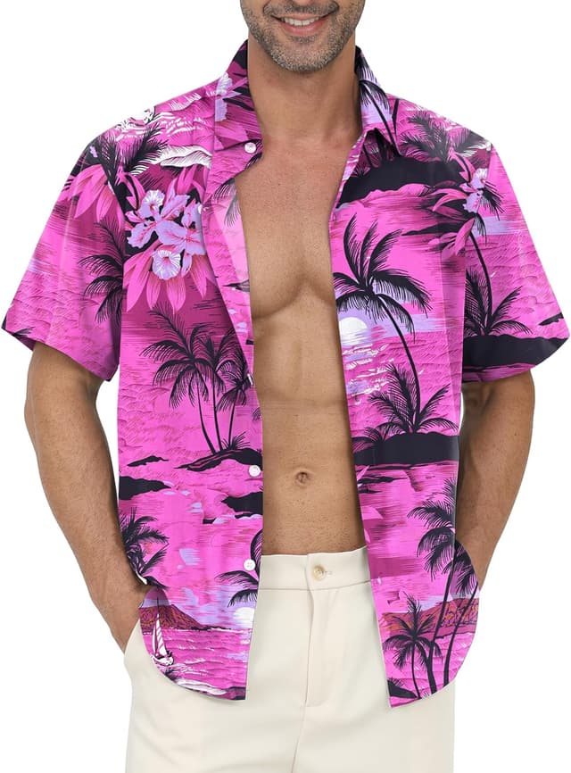Detalle de Gavliuu Chemise hawaïenne homme à manches courtes imprimé tropical
