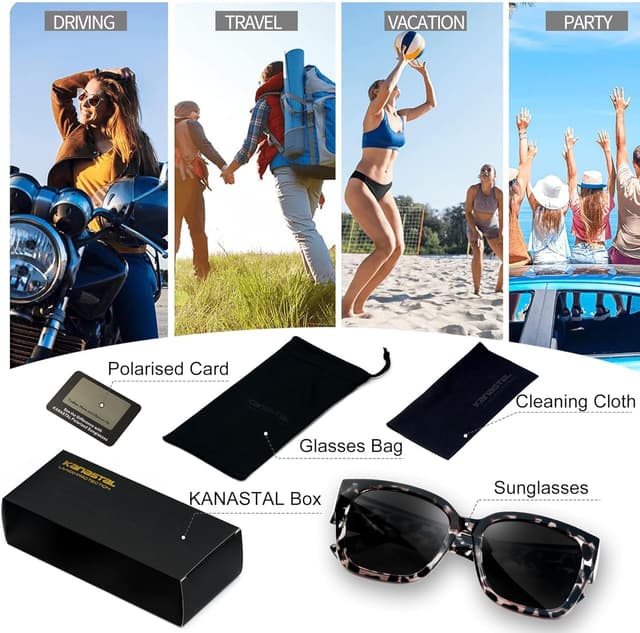 Thumbnail 6 de KANASTAL Übergröße Fit-Over Sonnenbrille für Brillenträger (polarisiert, UV400, quadratisch)