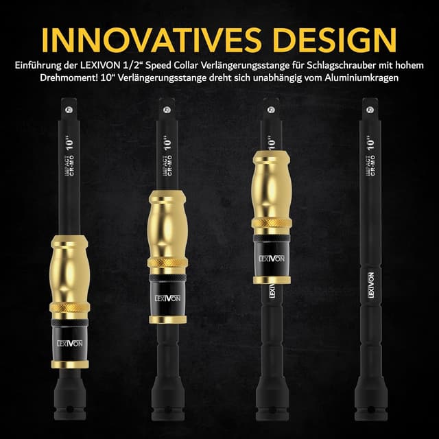 Detalle de Schlagschrauber-Steckschlüsselverlängerung 1/2" (12,5 mm), 25 cm – einstellbar in 3 Positionen aus Cr-Mo-Stahl
