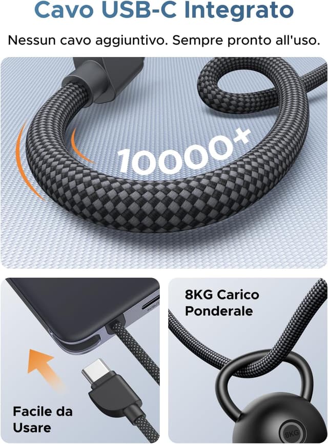 Detalle 2 de UGREEN MagFlow Air Qi2 15W batteria esterna magnetica 10.000 mAh con MagSafe e USB-C PD 30W (MagFlow Air) — grigio