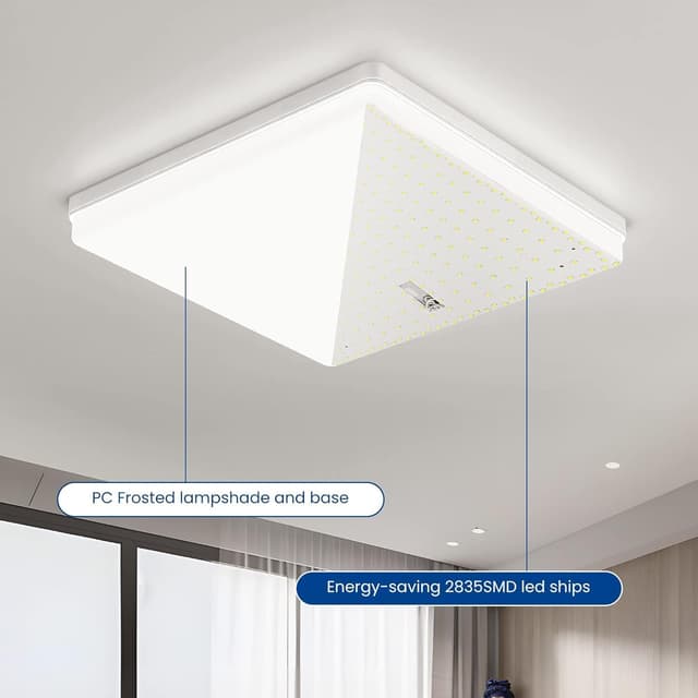 Detalle de EASY EAGLE Plafoniera LED da soffitto quadrata 48W, 4000K, 4800 lm, IP44 (Ø 30 cm)
