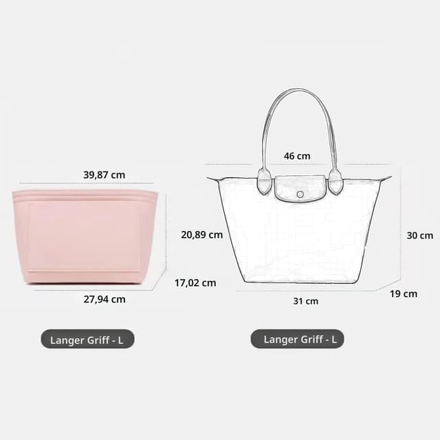 Thumbnail 6 de D.DUO Tascheneinsatz-Organizer für Longchamp Tragetasche mit langem Griff (Dunkelblau, M)