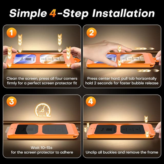 Detalle de TOCOL for iPhone 17e Screen Protector (6.1 inch) 9H Hardness Tempered Glass, Auto-Install, Case-Friendly 2-Pack