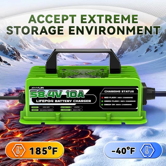 Detalle de Xnvua caricabatterie intelligente LiFePO4 automatico 58,4V 10A per batterie 48V (51,2V)
