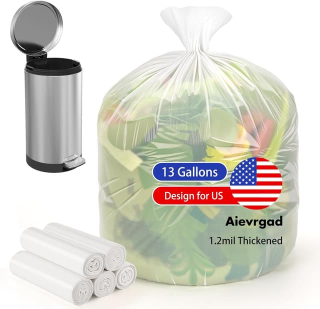 Detalle de Biodegradable Trash bags 50PCS (13Gallon/50L) Aievrgad white – compostable bin liners