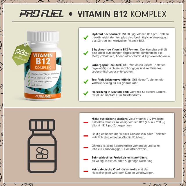 Thumbnail 2 de Vitamin B12 Komplex 500 µg 365 Tabletten