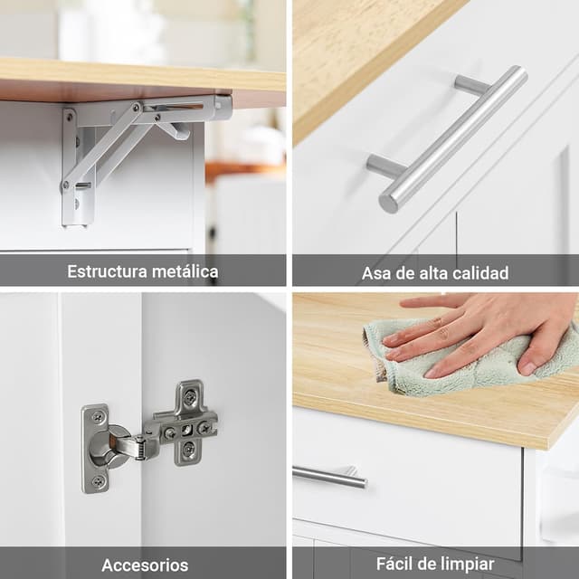 Thumbnail 5 de SoBuy FKW129-WN isla de cocina 113x91x(44–69) cm