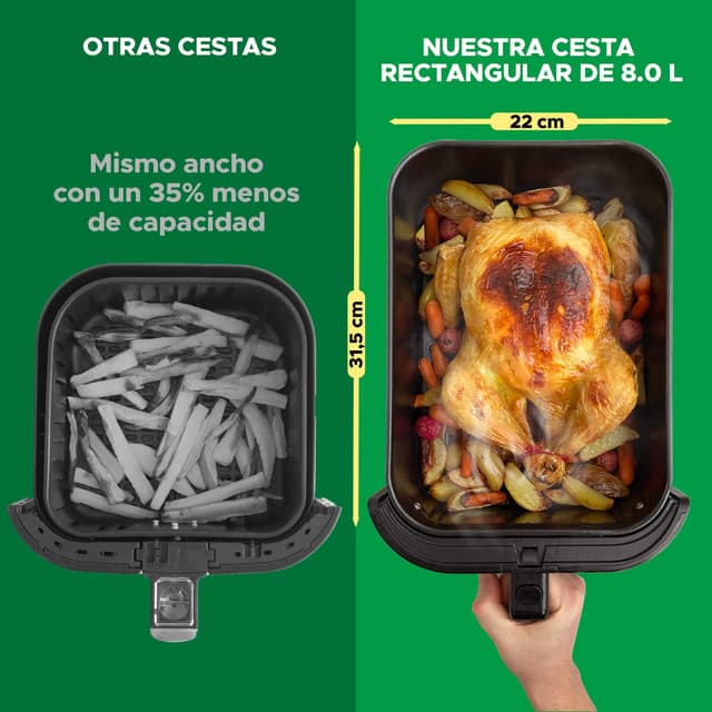 Detalle de Bourgini Health fryer Slim 8 L — freidora sin aceite con cesta cerámica