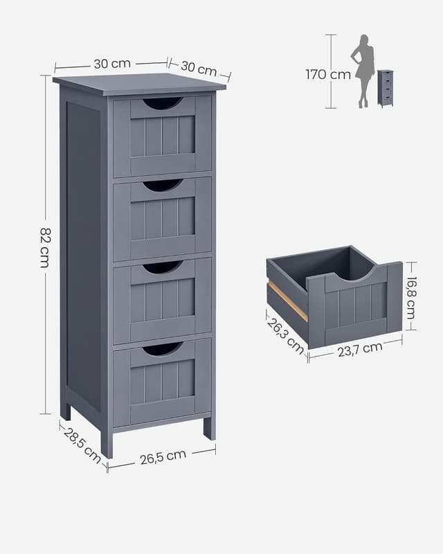 Detalle de VASAGLE LHC040G01 Armario baño 30 x 30 x 82 cm