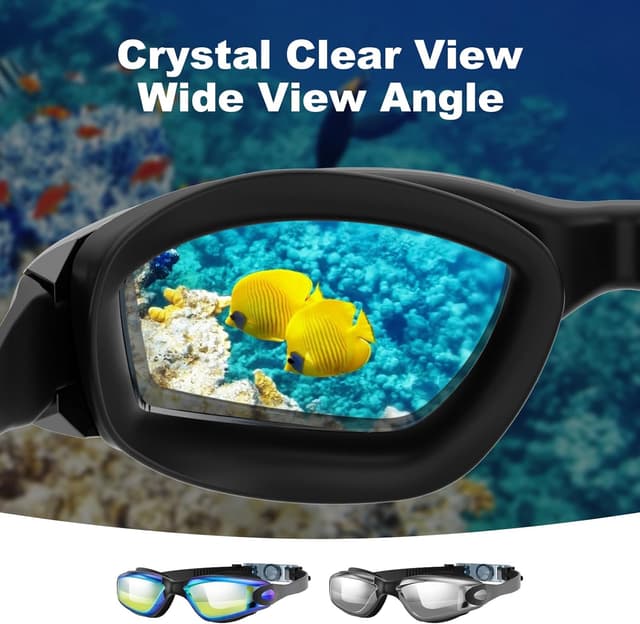 Detalle de Yomisee Swimming Goggles 2 Pack with Anti-Fog Lenses, Nose Clip & Earplugs (Clear Vision, UV Protection)