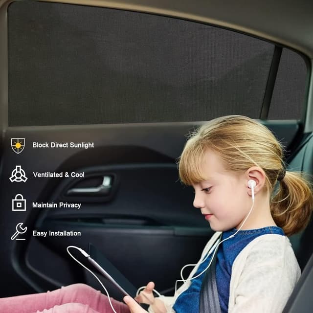 Detalle 2 de URAQT Parasole per auto per parabrezza laterale, 2 pezzi universali con protezione UV e dal calore (M)